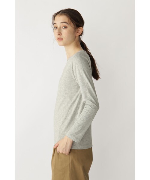 human woman（ヒューマンウーマン）の「オーガニック綿天竺長袖Ｔシャツ（Tシャツ/カットソー・レディース・ホワイト/ネイビー/グレー・MEDIUM/LARGE）」の11枚目の写真