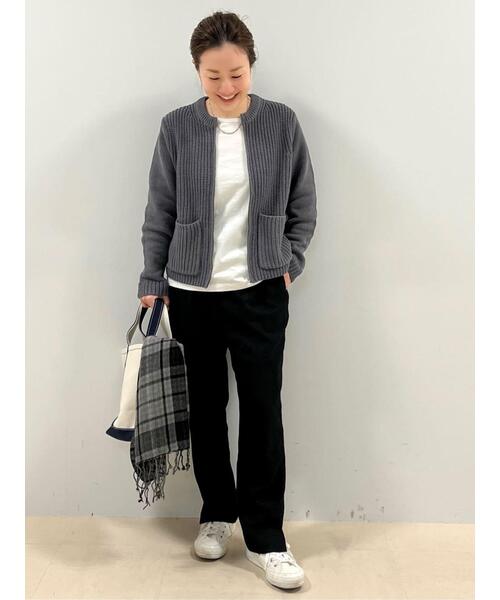 human woman（ヒューマンウーマン）の「オーガニック綿天竺長袖Ｔシャツ（Tシャツ/カットソー・レディース・ホワイト/ネイビー/グレー・MEDIUM/LARGE）」の21枚目の写真