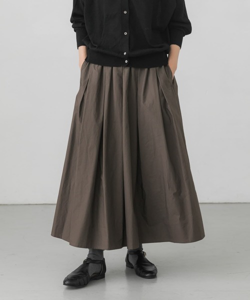 かぐれ（カグレ）の「コットンタックスカート（スカート・レディース・チャコールグレー/アイボリー/ライトカーキ・FREE）」の3枚目の写真