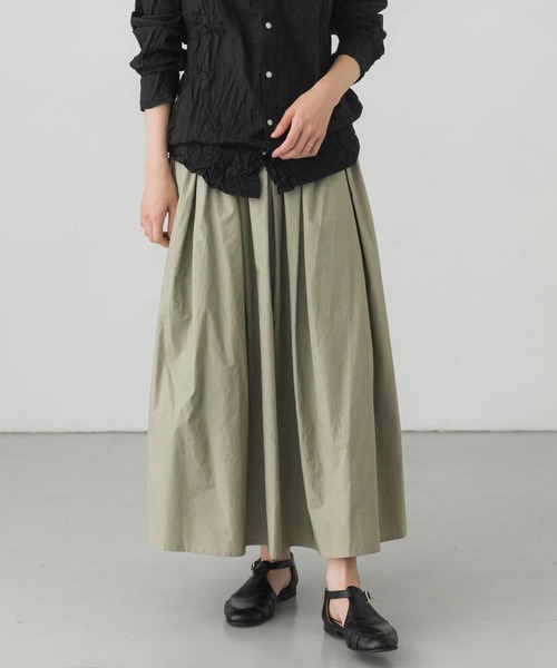 かぐれ（カグレ）の「コットンタックスカート（スカート・レディース・チャコールグレー/アイボリー/ライトカーキ・FREE）」の4枚目の写真