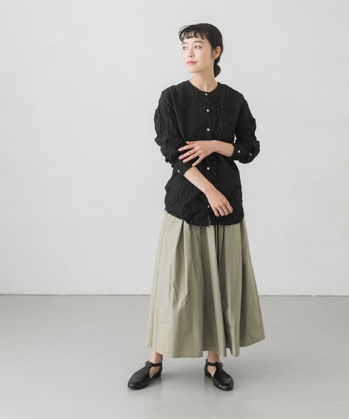 かぐれ（カグレ）の「コットンタックスカート（スカート・レディース・チャコールグレー/アイボリー/ライトカーキ・FREE）」の5枚目の写真