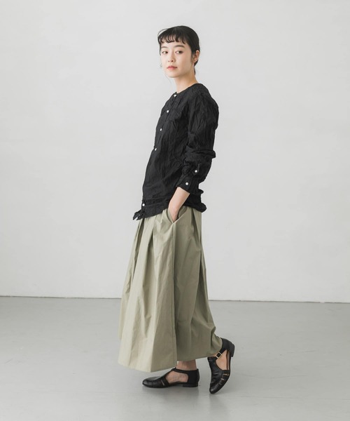かぐれ（カグレ）の「コットンタックスカート（スカート・レディース・チャコールグレー/アイボリー/ライトカーキ・FREE）」の6枚目の写真