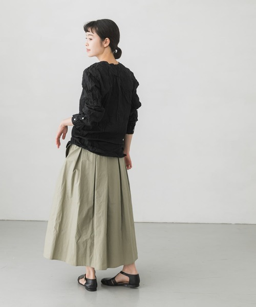 かぐれ（カグレ）の「コットンタックスカート（スカート・レディース・チャコールグレー/アイボリー/ライトカーキ・FREE）」の7枚目の写真