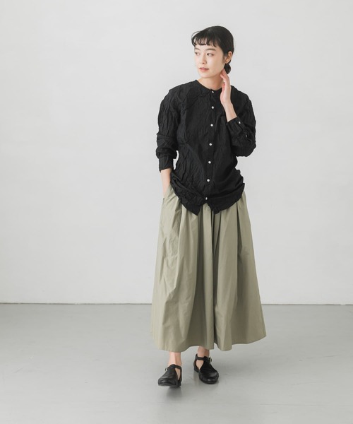 かぐれ（カグレ）の「コットンタックスカート（スカート・レディース・チャコールグレー/アイボリー/ライトカーキ・FREE）」の9枚目の写真