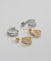 Geel/ダブルライン ハーフフープピアス