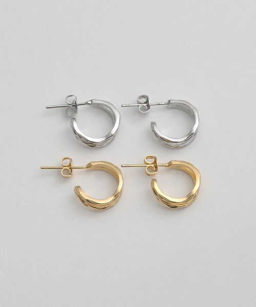 Geel(ギール)の「Geel/ダブルライン ハーフフープピアス(ピアス(両耳用)・レディース・シルバー/ゴールド・FREE)」の3枚目の写真