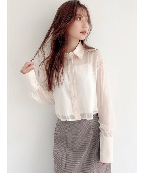 RESEXXY（リゼクシー）の「シースルークロップドシャツ（シャツ/ブラウス・レディース・ブラック/ベージュ/アイボリー・FREE）」の21枚目の写真