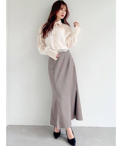 RESEXXY（リゼクシー）の「シースルークロップドシャツ（シャツ/ブラウス・レディース・ブラック/ベージュ/アイボリー・FREE）」の19枚目の写真