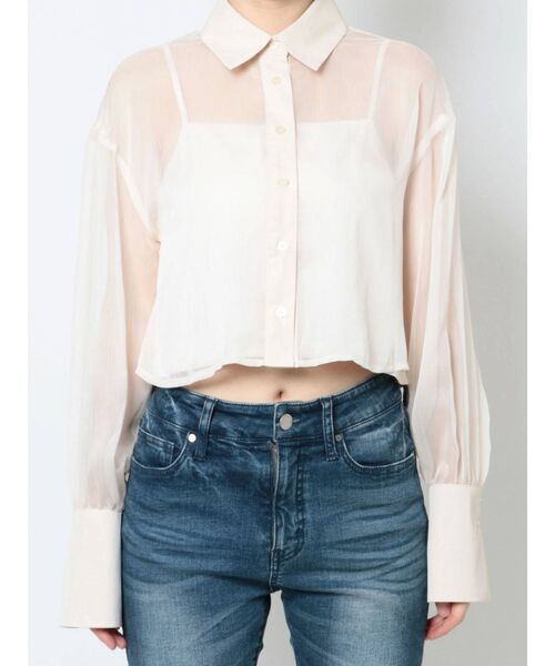 RESEXXY（リゼクシー）の「シースルークロップドシャツ（シャツ/ブラウス・レディース・ブラック/ベージュ/アイボリー・FREE）」の18枚目の写真