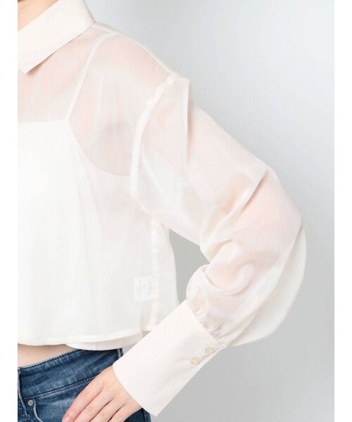 RESEXXY（リゼクシー）の「シースルークロップドシャツ（シャツ/ブラウス・レディース・ブラック/ベージュ/アイボリー・FREE）」の14枚目の写真