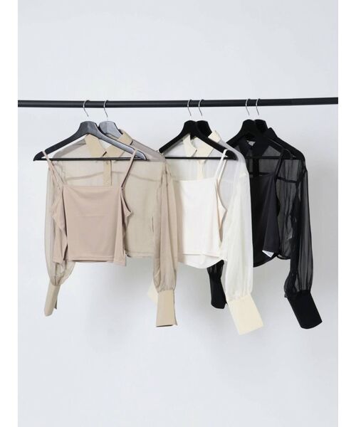 RESEXXY（リゼクシー）の「シースルークロップドシャツ（シャツ/ブラウス・レディース・ブラック/ベージュ/アイボリー・FREE）」の11枚目の写真