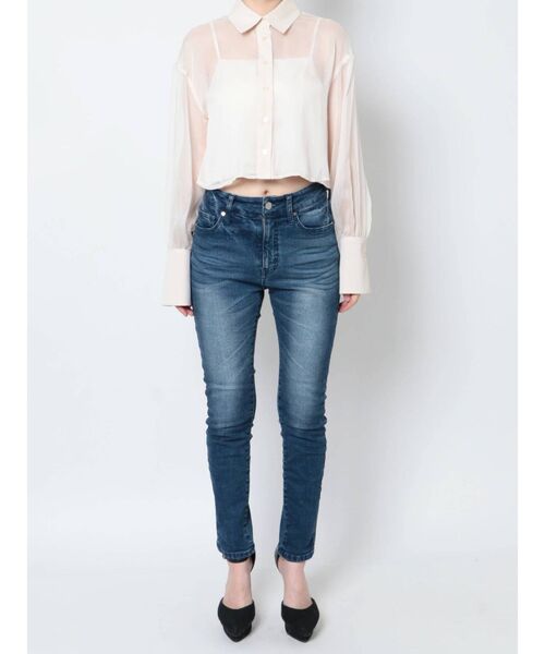 RESEXXY（リゼクシー）の「シースルークロップドシャツ（シャツ/ブラウス・レディース・ブラック/ベージュ/アイボリー・FREE）」の10枚目の写真