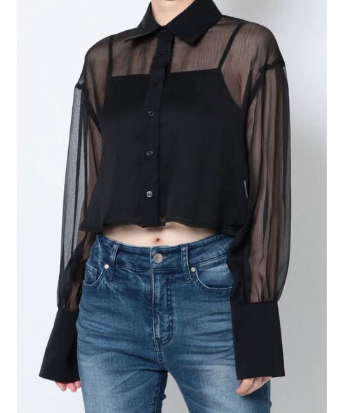 RESEXXY（リゼクシー）の「シースルークロップドシャツ（シャツ