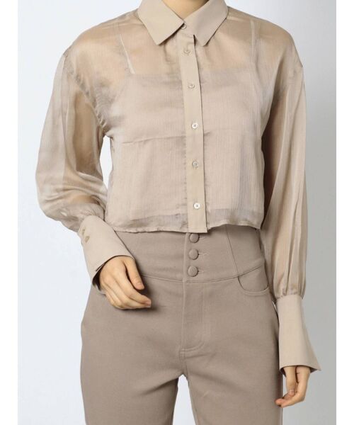 RESEXXY（リゼクシー）の「シースルークロップドシャツ（シャツ/ブラウス・レディース・ブラック/ベージュ/アイボリー・FREE）」の4枚目の写真