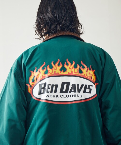 BEN DAVIS（ベンデイビス）の「【BEN DAVIS/ベンデイビス】 別注フレイムロゴコーチジャケット/ワイドコーチジャケット/ナイロンジャケット（ブルゾン・メンズ・ブラック/ベージュ/グリーン/ブルー・SMALL/MEDIUM/LARGE/X-LARGE）」の4枚目の写真