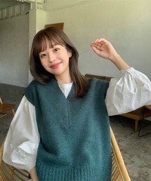 デザインリブニットベスト