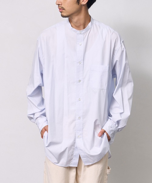 セール】ビッグシルエット スタンドカラーシャツ(タイプライター