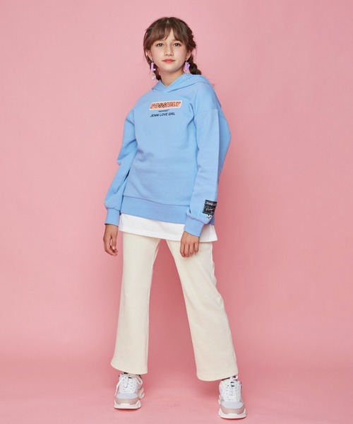 JENNI love（ジェニィラブ）の「ボアロゴレイヤード風ロング丈パーカー（パーカー・キッズ・グリーン/サックスブルー/ブラック・130cm/140cm/150cm/160cm）」の20枚目の写真