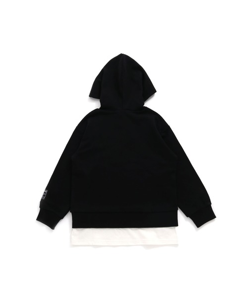 JENNI love（ジェニィラブ）の「ボアロゴレイヤード風ロング丈パーカー（パーカー・キッズ・グリーン/サックスブルー/ブラック・130cm/140cm/150cm/160cm）」の8枚目の写真