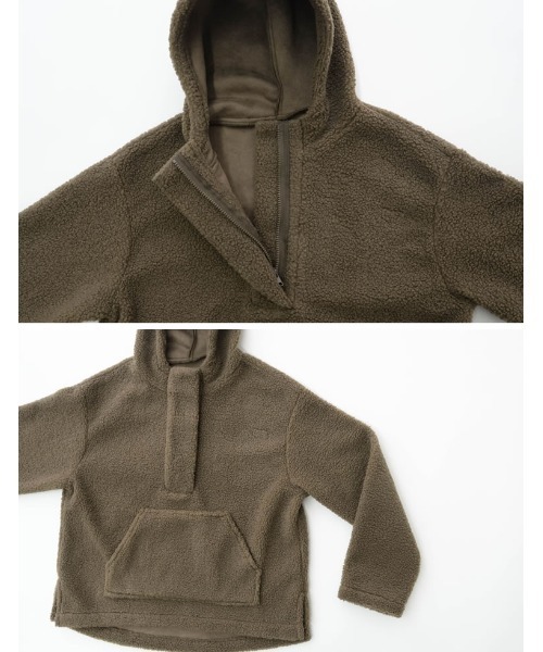 Re:EDIT（リエディ）の「ボアフーディーハーフジッププルオーバー（パーカー・レディース・モカ/ベージュ/アイボリー・LARGE/MEDIUM）」の22枚目の写真