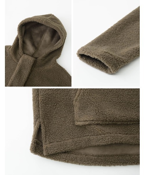 Re:EDIT（リエディ）の「ボアフーディーハーフジッププルオーバー（パーカー・レディース・モカ/ベージュ/アイボリー・LARGE/MEDIUM）」の14枚目の写真