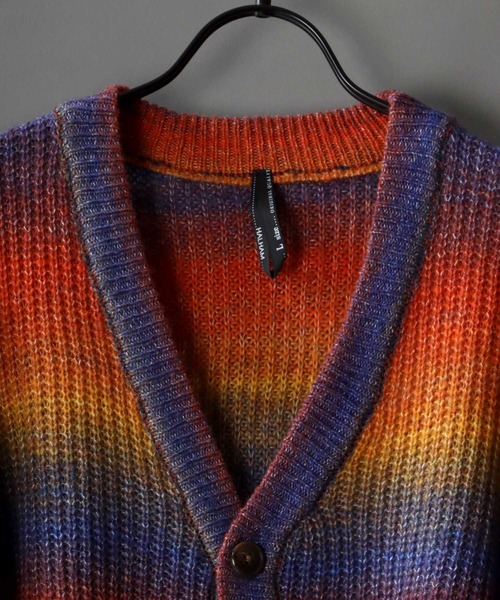 SITRY(シトリー)の「Balloon Sleeve Big silhouette gradation Knit Cardigan/バルーンスリーブ ビッグシルエット グラデーション ニット カーディガン/カーデ(カーディガン/ボレロ・メンズ・ブラック/ベージュ/グリーン/レインボー・M/XL/L)」の7枚目の写真