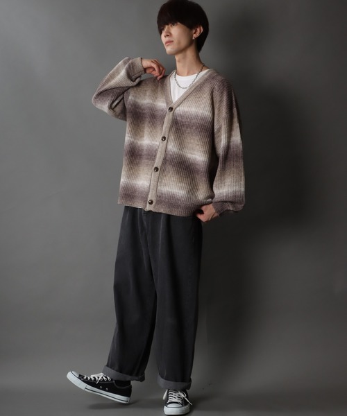 SITRY(シトリー)の「Balloon Sleeve Big silhouette gradation Knit Cardigan/バルーンスリーブ ビッグシルエット グラデーション ニット カーディガン/カーデ(カーディガン/ボレロ・メンズ・ブラック/ベージュ/グリーン/レインボー・M/XL/L)」の21枚目の写真