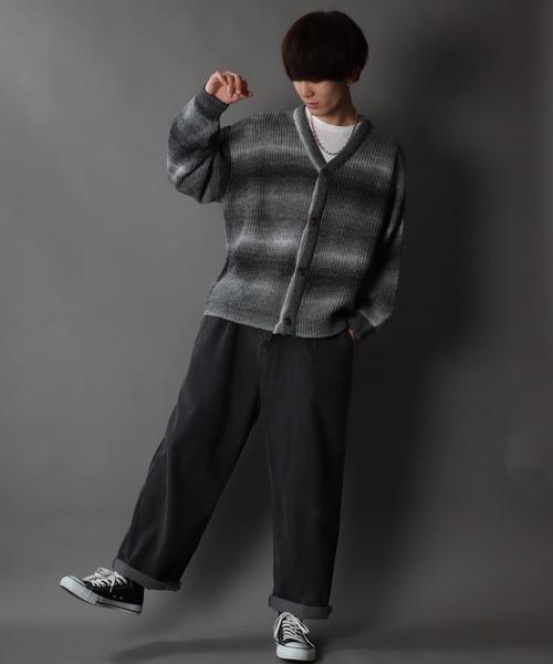 SITRY(シトリー)の「Balloon Sleeve Big silhouette gradation Knit Cardigan/バルーンスリーブ ビッグシルエット グラデーション ニット カーディガン/カーデ(カーディガン/ボレロ・メンズ・ブラック/ベージュ/グリーン/レインボー・M/XL/L)」の22枚目の写真