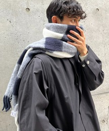 ウール混ブークレマフラー