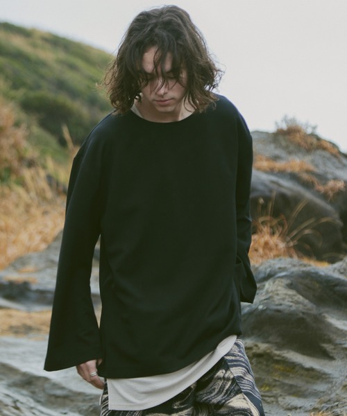 CASPER JOHN（キャスパージョン）の「Flare arm long T-shirts/ フレアアームロンT（Tシャツ/カットソー・メンズ・ホワイト/ブラウン/グレイッシュベージュ/ブラック・SMALL/MEDIUM/LARGE）」の14枚目の写真