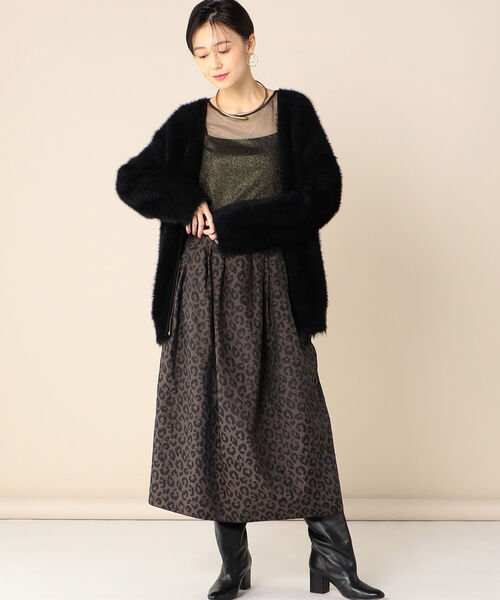 Rie Miller（リエミラー）の「フェザーヤーンZipカーディガン（カーディガン/ボレロ・レディース・ブラック/アイボリー・38）」の14枚目の写真