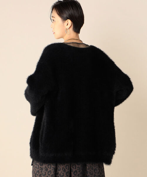 Rie Miller（リエミラー）の「フェザーヤーンZipカーディガン（カーディガン/ボレロ・レディース・ブラック/アイボリー・38）」の5枚目の写真