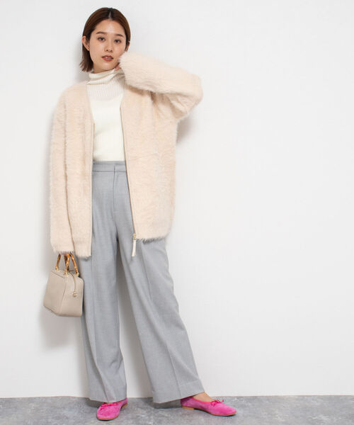 Rie Miller（リエミラー）の「フェザーヤーンZipカーディガン（カーディガン/ボレロ・レディース・ブラック/アイボリー・38）」の9枚目の写真