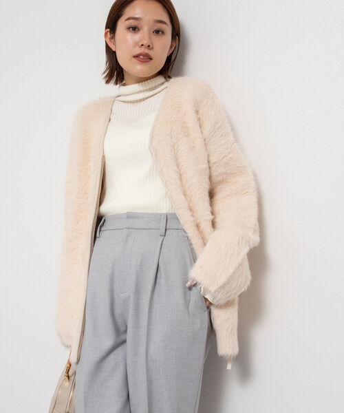 Rie Miller（リエミラー）の「フェザーヤーンZipカーディガン（カーディガン/ボレロ・レディース・ブラック/アイボリー・38）」の15枚目の写真