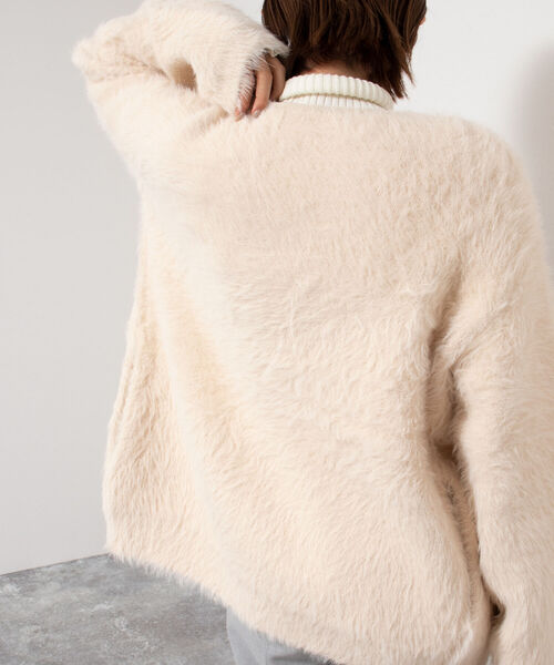 Rie Miller（リエミラー）の「フェザーヤーンZipカーディガン（カーディガン/ボレロ・レディース・ブラック/アイボリー・38）」の12枚目の写真