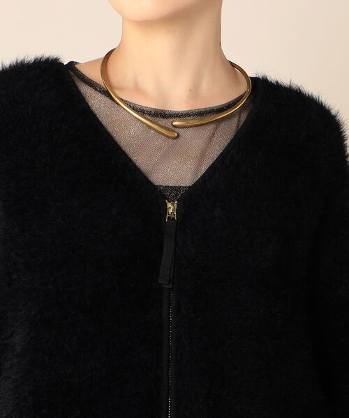 Rie Miller（リエミラー）の「フェザーヤーンZipカーディガン（カーディガン/ボレロ・レディース・ブラック/アイボリー・38）」の18枚目の写真