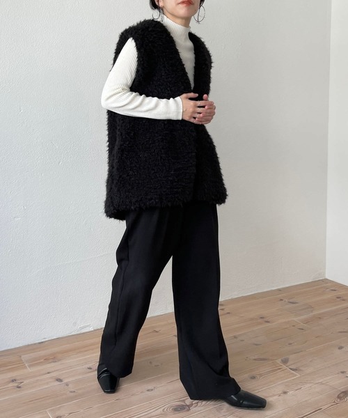 wee9s(ウィークス)の「over size poodle vest / オーバーサイズプードルベスト(ベスト・レディース・ブラウン/ピンク/パープル/アイボリー/ブラック・FREE)」の22枚目の写真