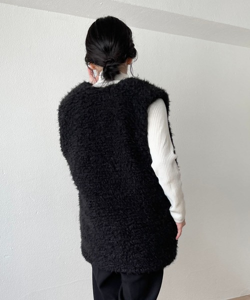 wee9s(ウィークス)の「over size poodle vest / オーバーサイズプードルベスト(ベスト・レディース・ブラウン/ピンク/パープル/アイボリー/ブラック・FREE)」の19枚目の写真