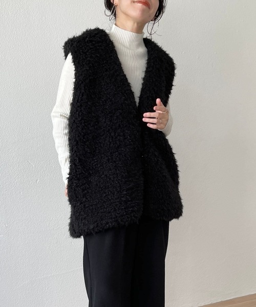 wee9s(ウィークス)の「over size poodle vest / オーバーサイズプードルベスト(ベスト・レディース・ブラウン/ピンク/パープル/アイボリー/ブラック・FREE)」の20枚目の写真