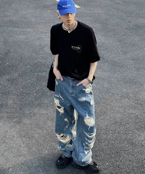 ARULE/アルール』ハードダメージワイドデニムパンツ【Y】【CN