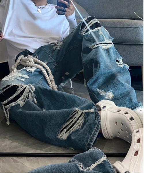 ARULE（アルール）の「『ARULE/アルール』ハードダメージワイドデニムパンツ【Y】【CN】（デニムパンツ・メンズ・ブルー・M/L）」の5枚目の写真