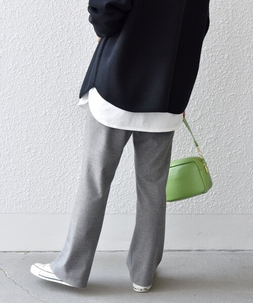 SHIPS any（シップス エニィ）の「SHIPS any:〈ウォッシャブル〉ピンタック セミフレア イージー チェック フルレングス パンツ◇（その他パンツ・レディース・チャコールグレー・36/38）」の12枚目の写真