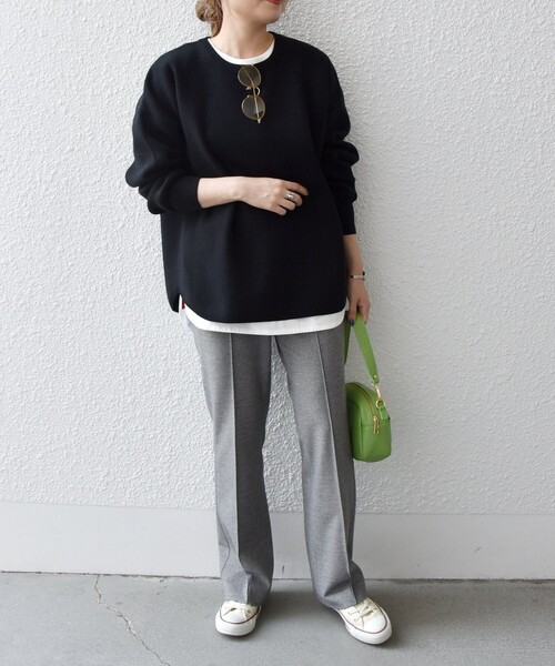 SHIPS any（シップス エニィ）の「SHIPS any:〈ウォッシャブル〉ピンタック セミフレア イージー チェック フルレングス パンツ◇（その他パンツ・レディース・チャコールグレー・36/38）」の15枚目の写真