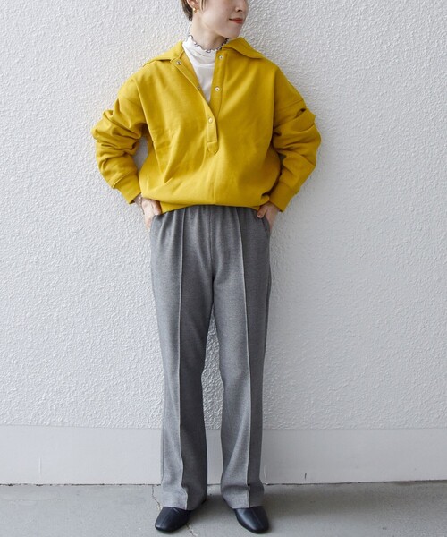 SHIPS any（シップス エニィ）の「SHIPS any:〈ウォッシャブル〉ピンタック セミフレア イージー チェック フルレングス パンツ◇（その他パンツ・レディース・チャコールグレー・36/38）」の21枚目の写真