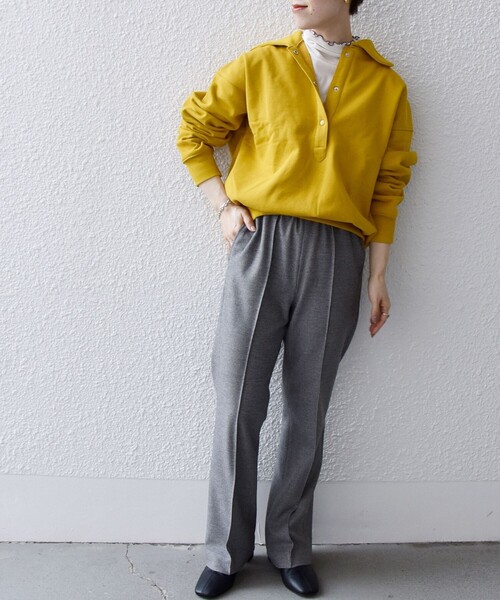 SHIPS any（シップス エニィ）の「SHIPS any:〈ウォッシャブル〉ピンタック セミフレア イージー チェック フルレングス パンツ◇（その他パンツ・レディース・チャコールグレー・36/38）」の22枚目の写真