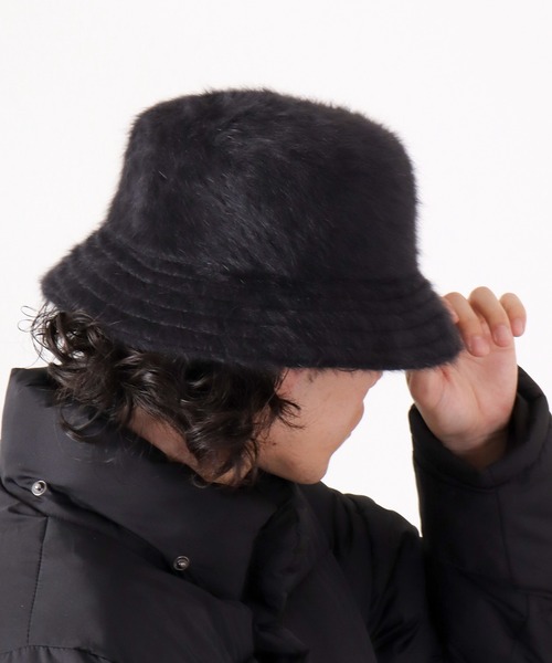 KANGOL（カンゴール）の「KANGOL アンゴラファーバケットハット（ハット・メンズ・ブラック/アイボリー・M/L）」の4枚目の写真