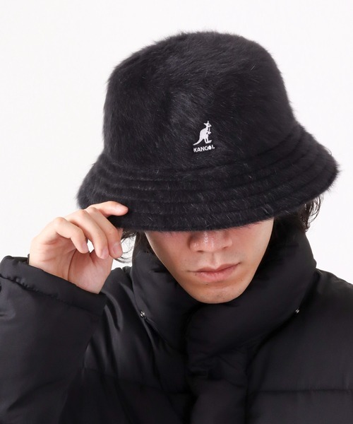 KANGOL（カンゴール）の「KANGOL アンゴラファーバケットハット（ハット・メンズ・ブラック/アイボリー・M/L）」の3枚目の写真