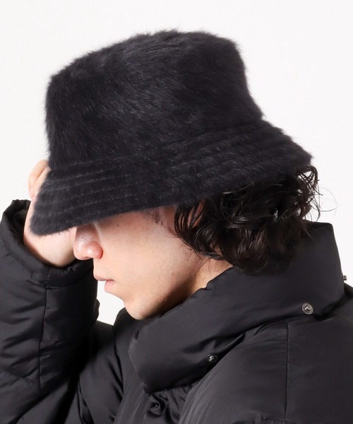 KANGOL（カンゴール）の「KANGOL アンゴラファーバケットハット（ハット・メンズ・ブラック/アイボリー・M/L）」の5枚目の写真