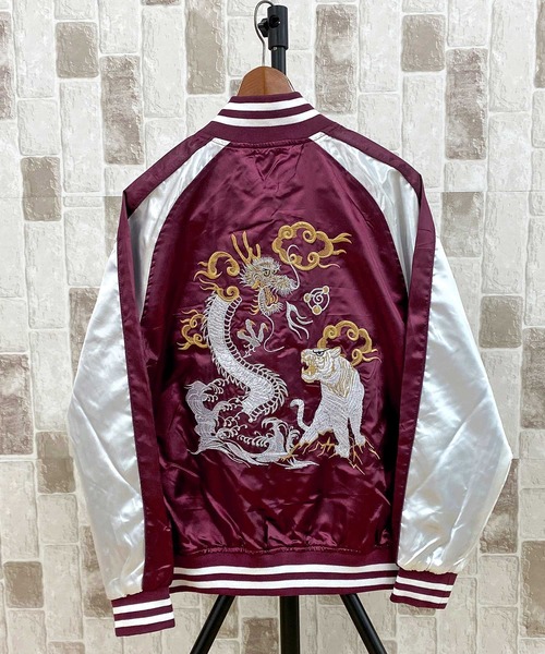 TopIsm(トップイズム)の「スカジャン 白龍虎 5重塔 鶴 黒豹(スカジャン・メンズ・ネイビー/ブラック系/ワイン/ブラック系その他/ダークグリーン/ブルー/レッド系その他/ブラック/ブルー系その他/グリーン/パープル/Navy・M/L/XL)」の12枚目の写真