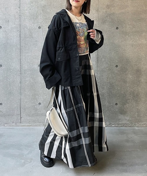 PAGEBOY（ページボーイ）の「BIGチェックフレアスカート（スカート・レディース・ブラック/オフホワイト・FREE）」の10枚目の写真